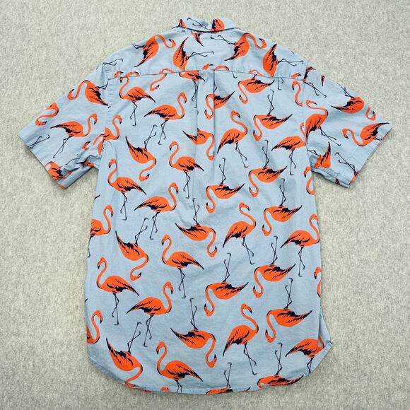 Button Up Shirt Bundle of 2 Mens S Blue Flamingo Geometric Print Short Sleeves - Picture 4 of 12